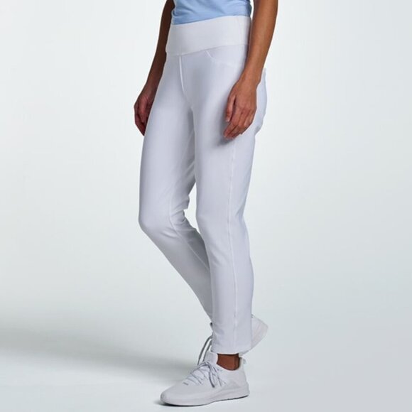 NEW Women's LARGE Solid White Stretch Sport Ankle PWR Shape GOLF Athletic Pants - Picture 1 of 9